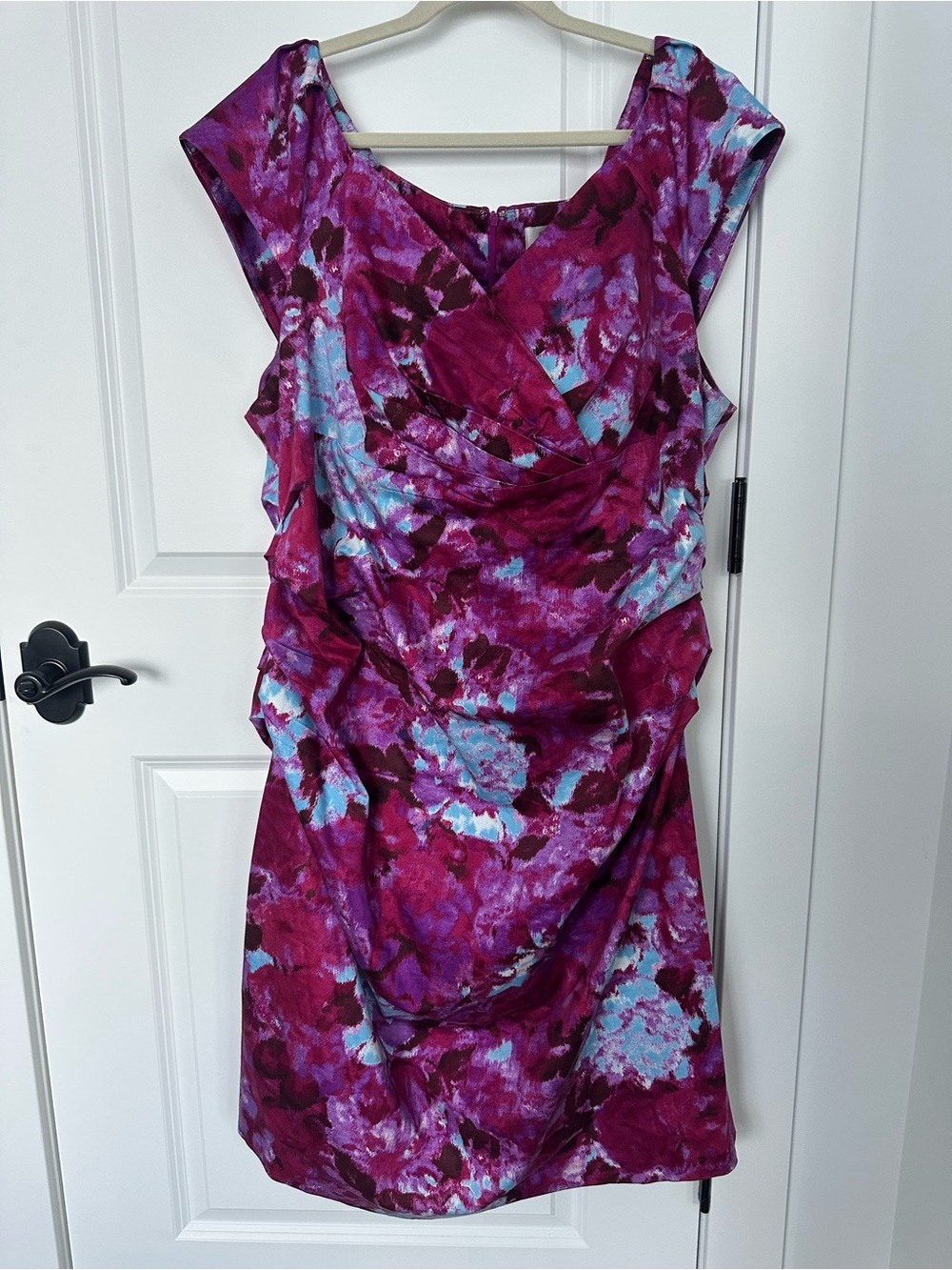 Suzi Chin for Maggy Boutique Fuchsia and Aqua Floral Midi Dress